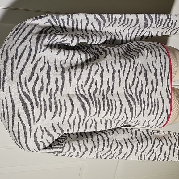 Anthropologie Gray‎ and White Zebra Lizzie Mock Turdleneck Neck Sweater Meduim - Picture 6 of 11